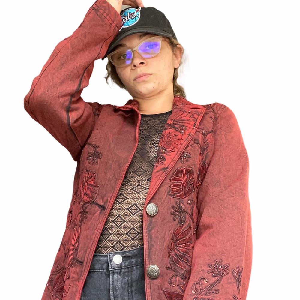 Red floral jacket